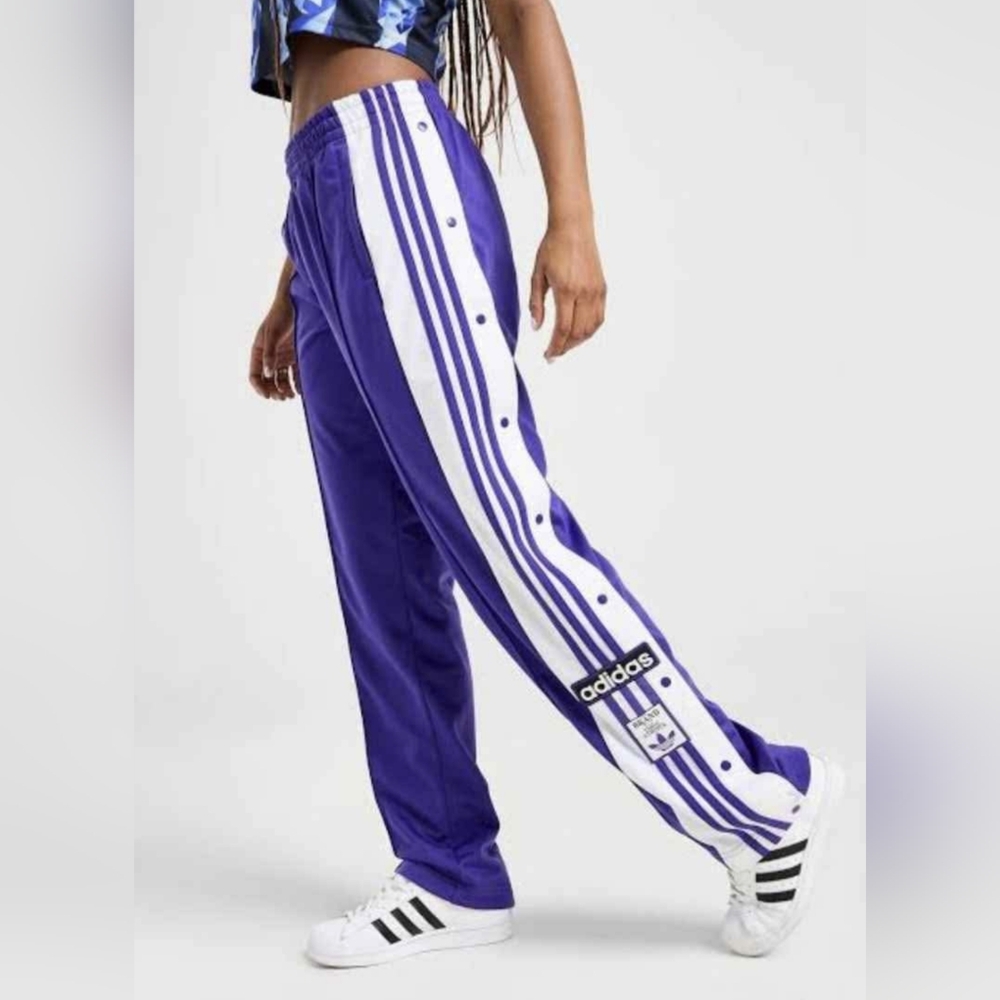 Adidas Purple and White Joggers with Classic Stripes